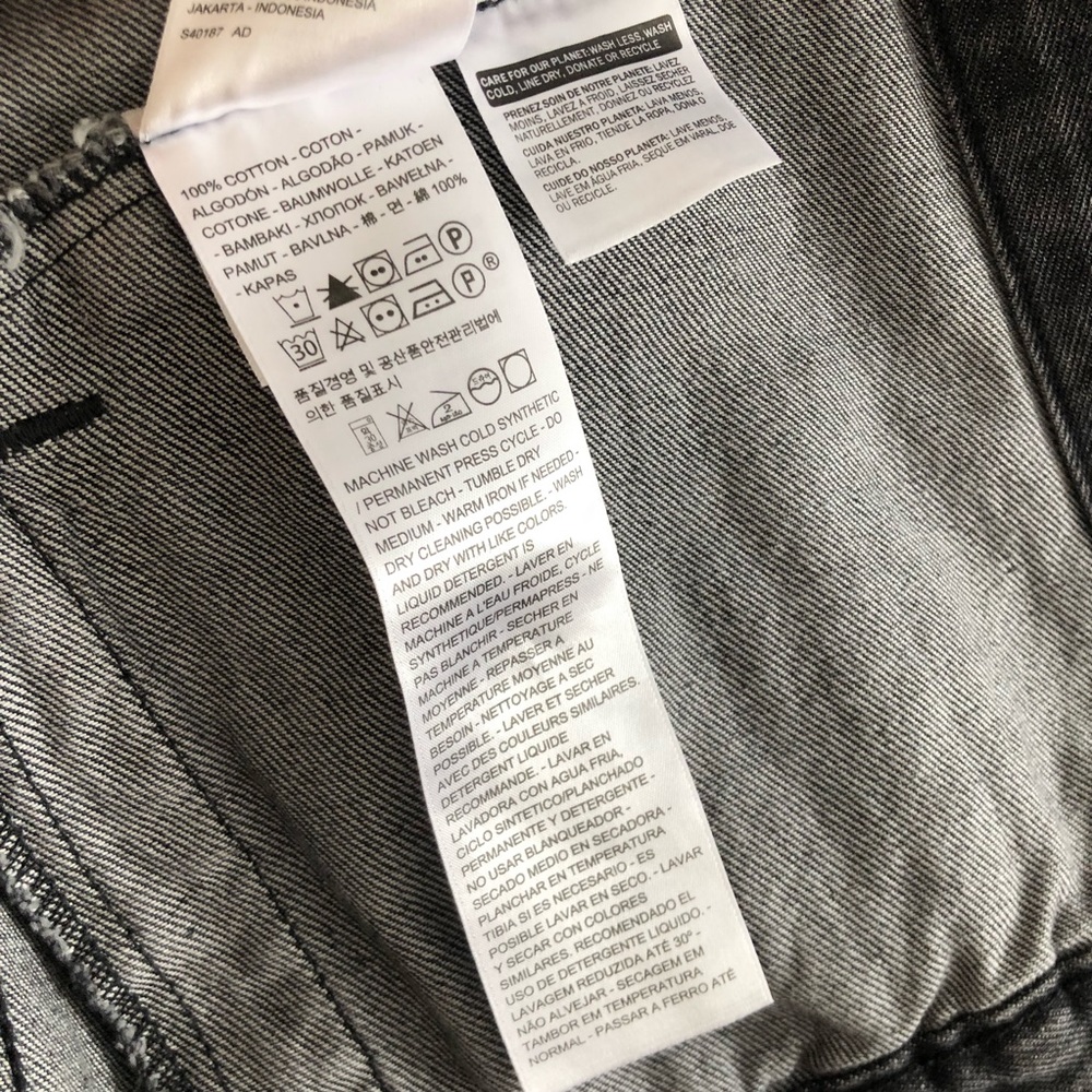 LEVI’S denim original trucker jean jacket dirt on my boots black gray size small - Picture 7 of 7